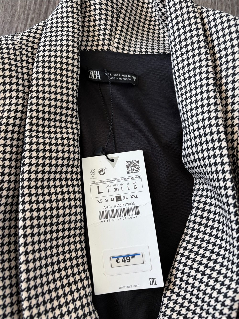 ZARA HOUNDSTOOTH MINI BLAZER DRESS - Picture 6 of 8
